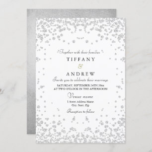 Silver Glitter Confetti Elegant Wedding Invitation