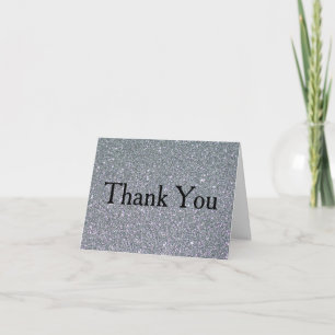 Silver Glitter Confetti Faux Foil Thank You Card