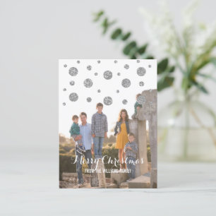 Silver Glitter Confetti Holiday Photo Postcard