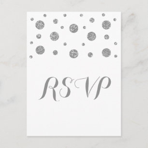Silver Glitter Confetti Response Postcard