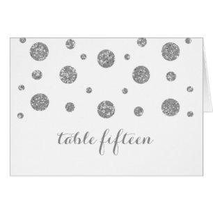 Silver Glitter Confetti Table Number Card