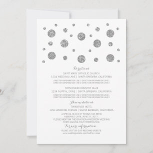 Silver Glitter Confetti Wedding Information Card