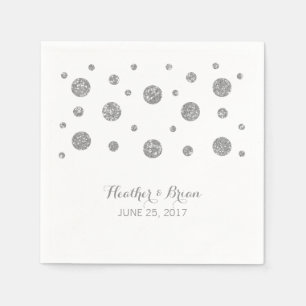 Silver Glitter Confetti Wedding Paper Napkins