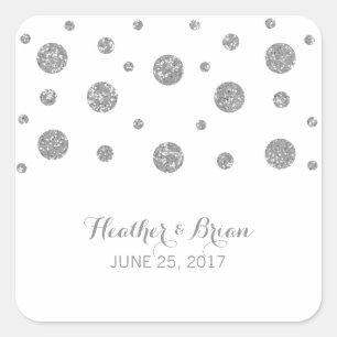 Silver Glitter Confetti Wedding Stickers