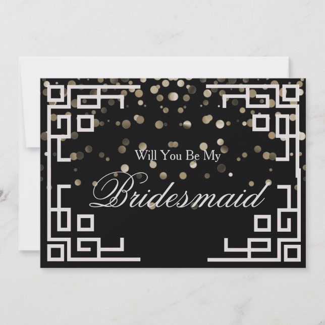 Silver Glitter Confetti Will you be my Bridesmaid Invitation (Front)