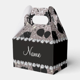 Silver glitter cupcakes balloons presents favour box