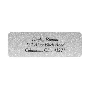 Silver Glitter Custom Address Label Return Address Label