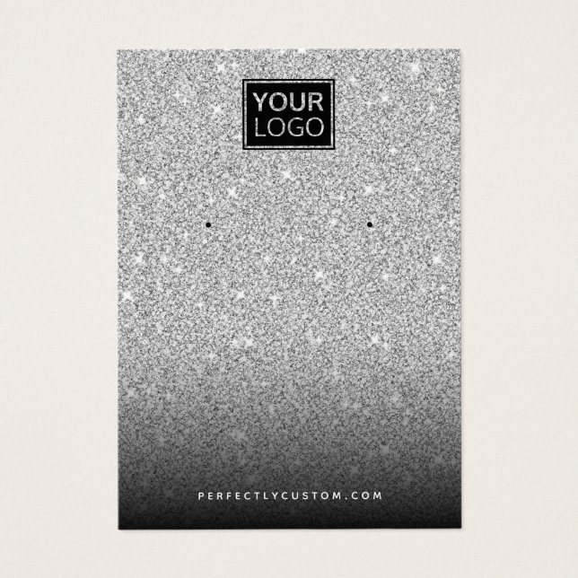 Silver glitter custom logo earring display card (Front)
