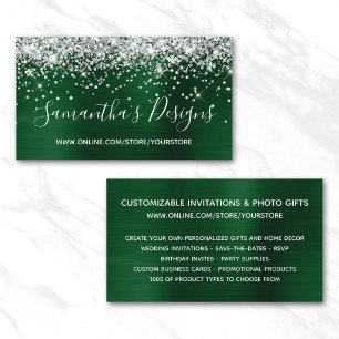 Silver Glitter Dark Green Foil Online Store Business Card