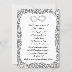 Silver Glitter Diamond Infinity Bridal Shower Invitation
