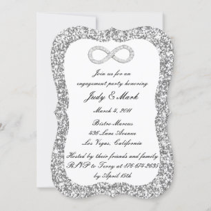 Silver Glitter Diamond Infinity Engagement Party Invitation