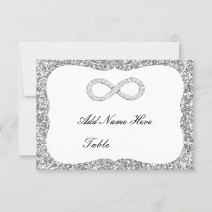 Silver Glitter Diamond Infinity Table Place Card
