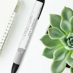 Silver Glitter Diamonds Glam Business Black Ink Pen