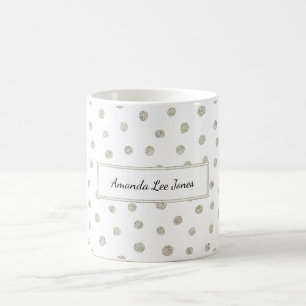 Silver glitter dots coffee mug