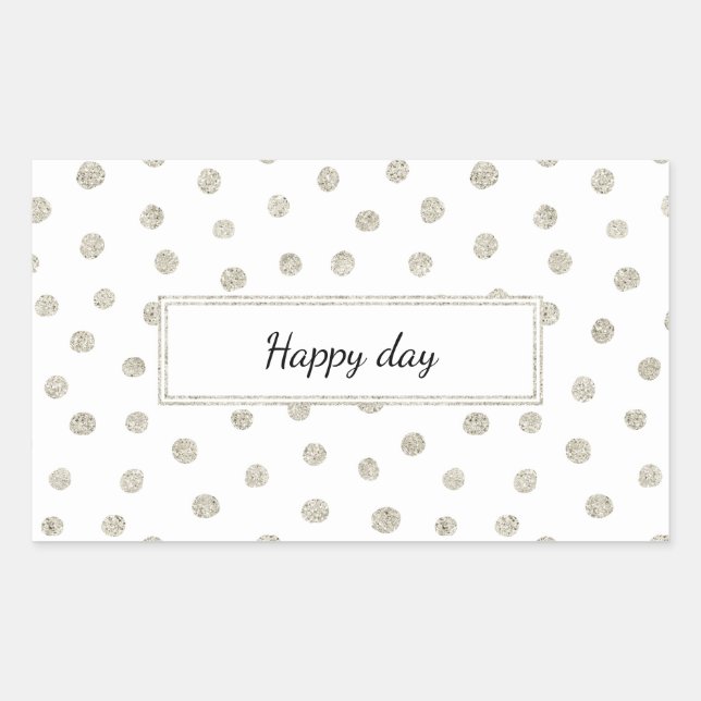 Silver glitter dots rectangular sticker (Front)