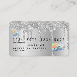 Silver glitter drips Credit Card gold hologram