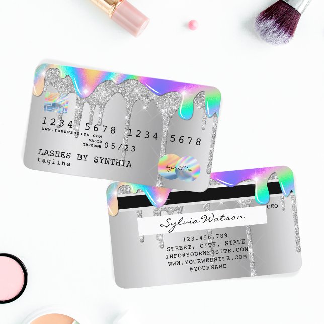 Silver glitter drips Credit Card hologram (Creator Uploaded)
