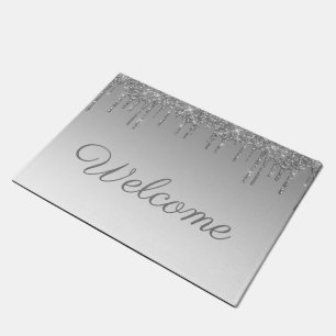 silver glitter drips doormat
