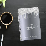 Silver glitter drips glam appointment book 2025 planner<br><div class="desc">A faux silver looking background with elegant faux silver glitter drips, paint dripping look. Personalize and add a name, monogram letter and a title. The name is written in white with a large modern hand lettered style script with swashes. White and gray colored text. To keep the swashes only delete...</div>