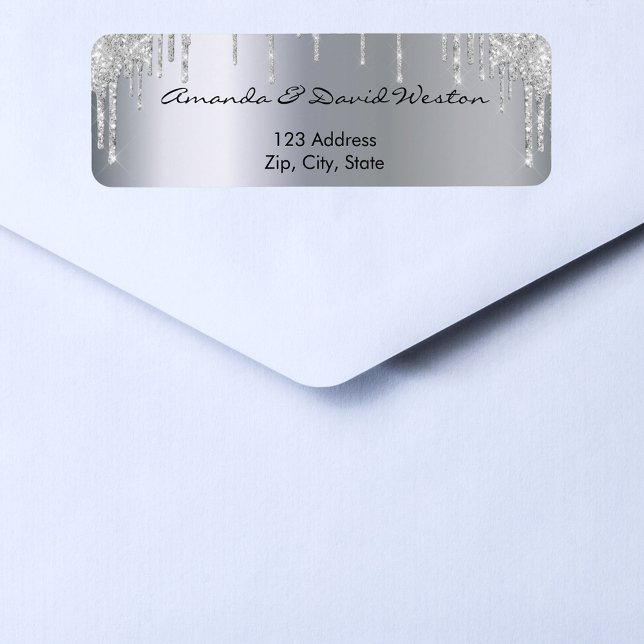 Silver glitter drips return address label (Creator Uploaded)