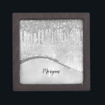 Silver Glitter Drips & Sparkle, Name & Monogram Gift Box<br><div class="desc">Personalise with black name and white monogram on grey and sparkle background with silver glitter drips. Click “Edit Using Design Tool” to change colours and type styles.</div>