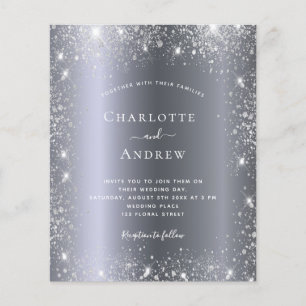 Silver glitter dust budget wedding invitation flyer