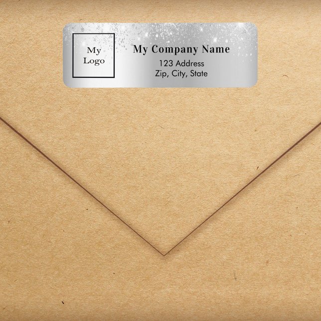Silver glitter dust business logo return address label (Creator Uploaded)
