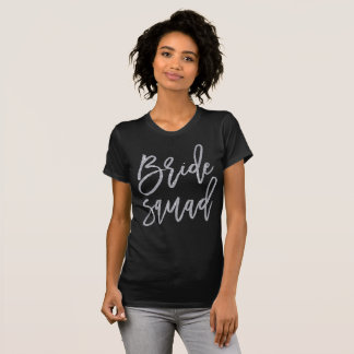 Silver Glitter Effect Bride Squad Shirts