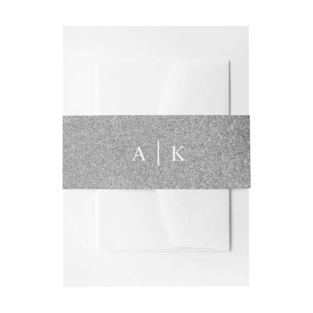 Silver glitter effect invitation belly band (Front Example)