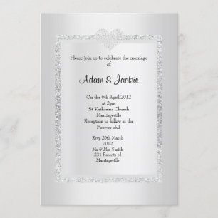 Silver Glitter  ELEGANT CLASSY WEDDING Invitation
