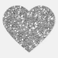 Silver Glitter (Faux) Heart Sticker