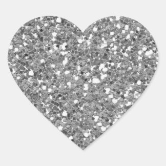 Silver Glitter (Faux) Heart Sticker