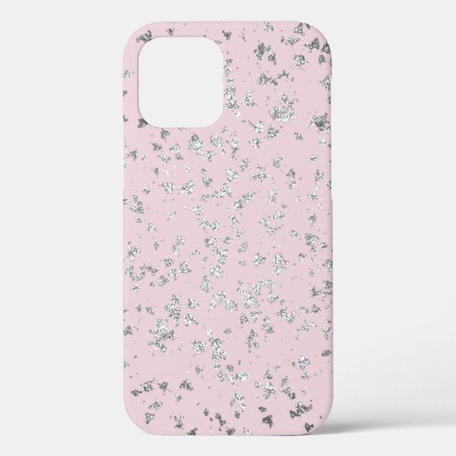 Silver Glitter Flakes and Blush Case-Mate iPhone Case (Back)