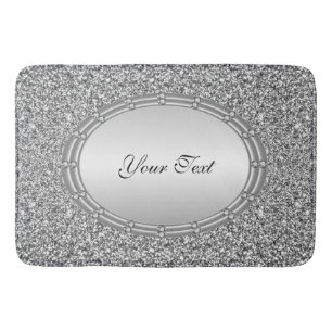 Silver Glitter Frame Bath Mat