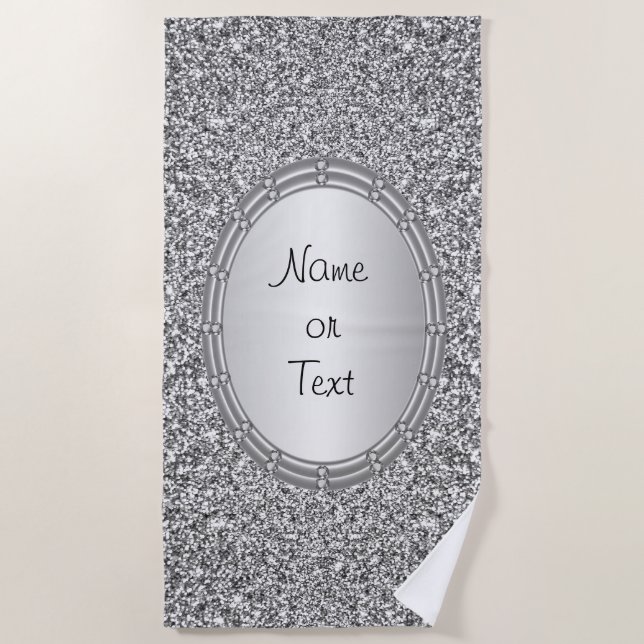 Silver Glitter Frame Beach Towel (Front)