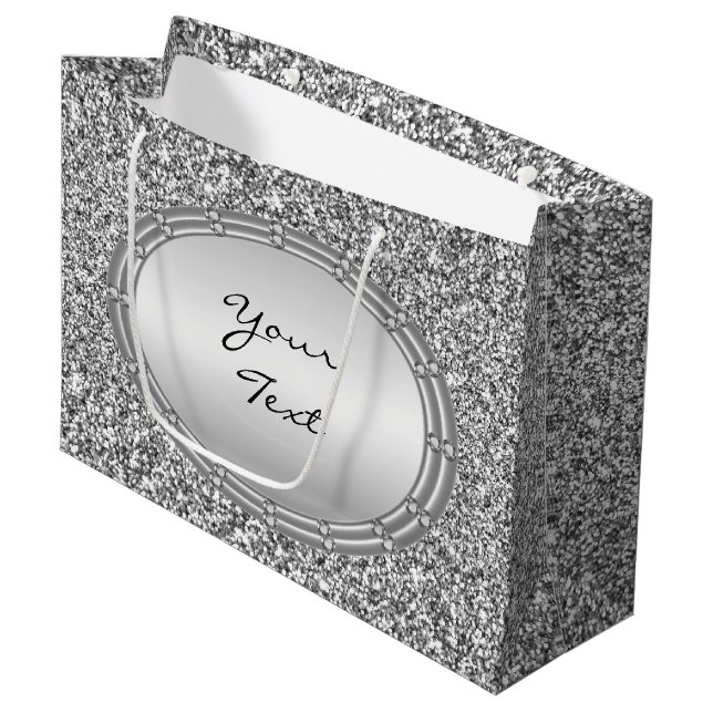 Silver Glitter Frame Gift Bag (Front Angled)