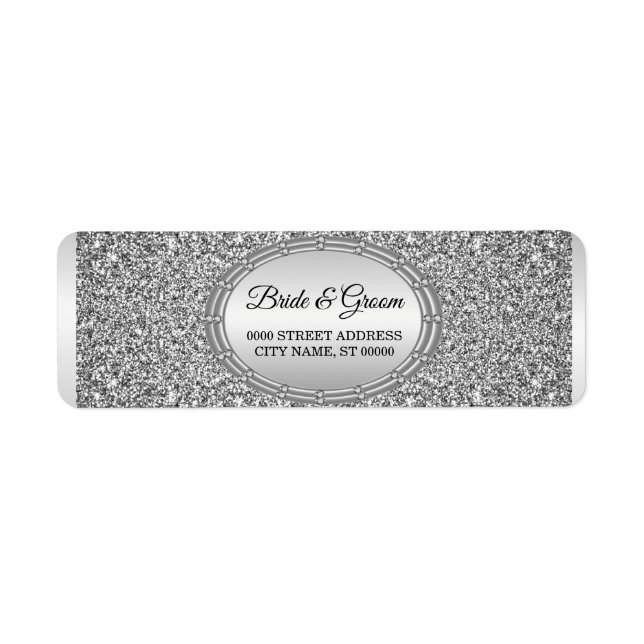 Silver Glitter Frame Return Address Label (Front)