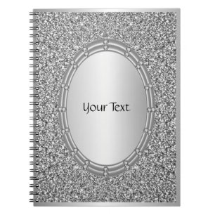 Silver Glitter Frame Spiral Notebook