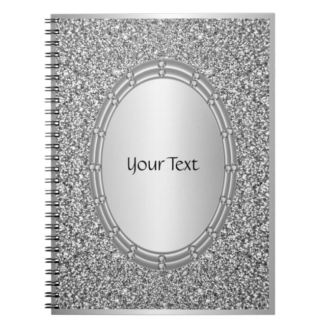 Silver Glitter Frame Spiral Notebook (Front)