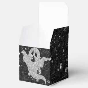 Silver Glitter Ghost Black Faux Glitter Favour Box
