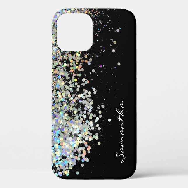Silver Glitter Girly Custom Name Case-Mate iPhone Case (Back)