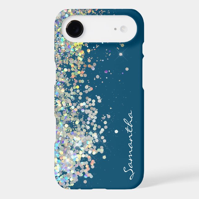 Silver Glitter Girly Custom Name Case-Mate Samsung Galaxy Case (Back)