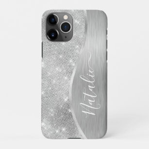 Silver Glitter Glam Bling Personalised Metallic iPhone 11Pro Case