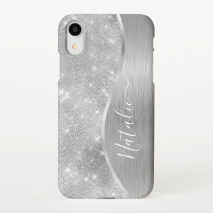 Silver Glitter Glam Bling Personalised Metallic iPhone Case