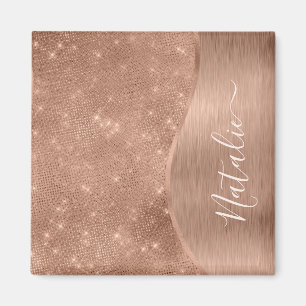 Silver Glitter Glam Bling Personalised Metallic Ma Magnet