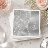 Silver Glitter Glam Bling Personalised Metallic