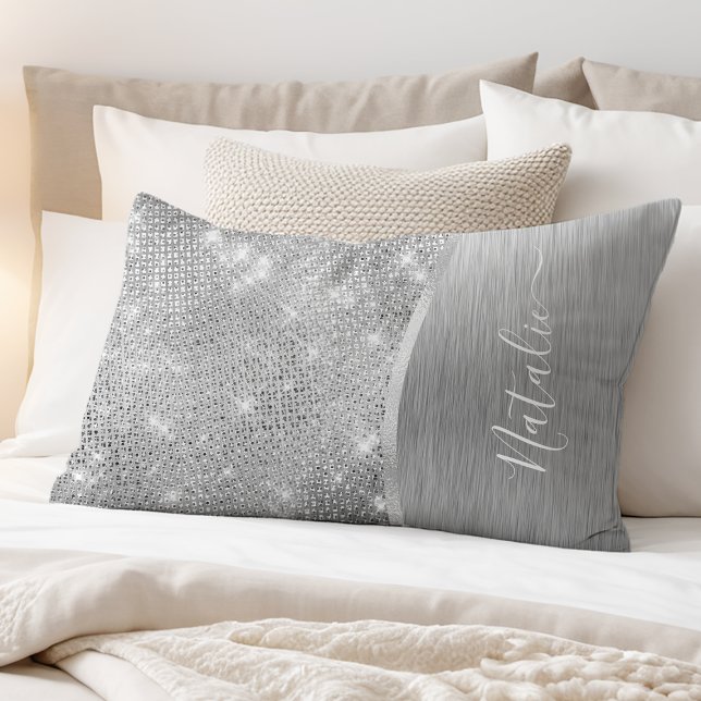 Silver Glitter Glam Bling Personalised Metallic Pillowcase (Creator Uploaded)