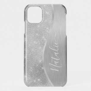 Silver Glitter Glam Bling Personalised Metallic iPhone 11 Case