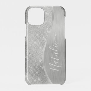 Silver Glitter Glam Bling Personalised Metallic iPhone 11 Pro Case