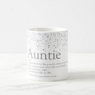 Silver Glitter Glam Cool Auntie Aunt Definition Coffee Mug